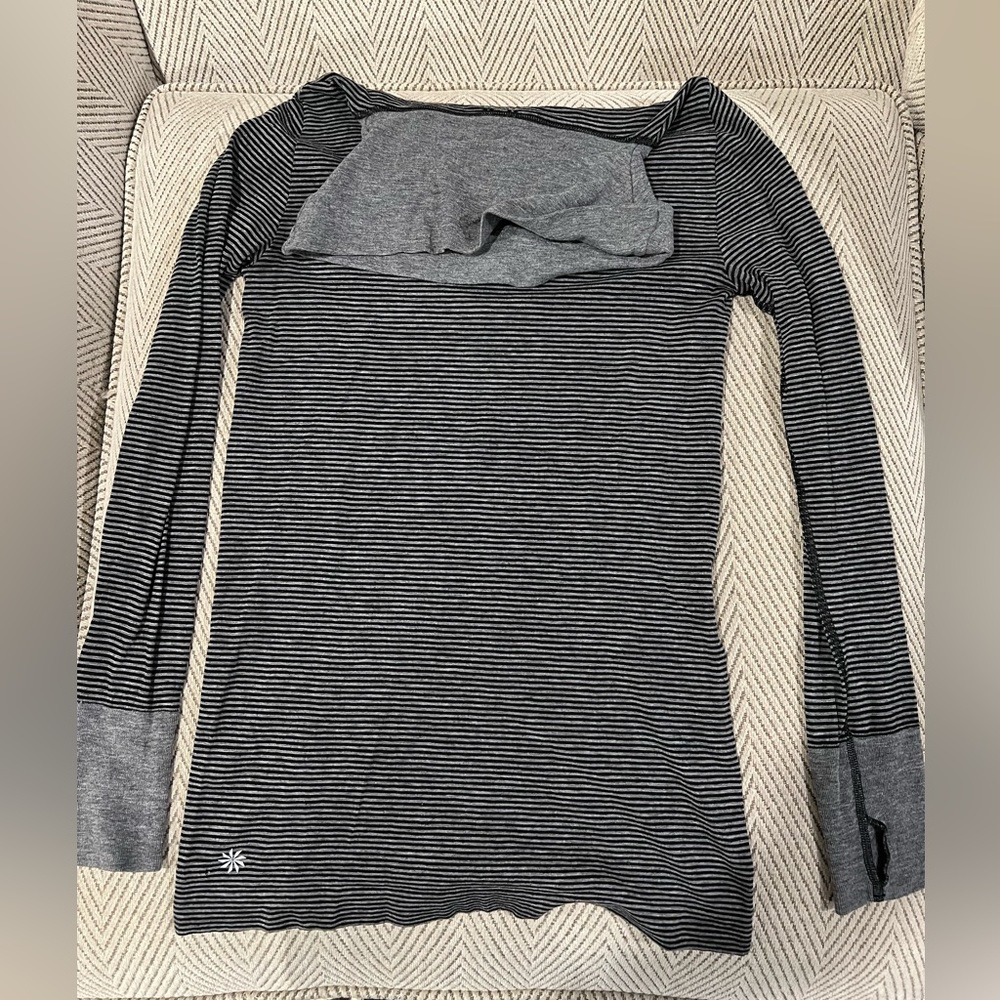 Athleta Black/Grey Striped Long sleeve size small